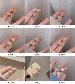 360Home Silber pin Perle luftige Vintage Ohrringe E2505 weiß